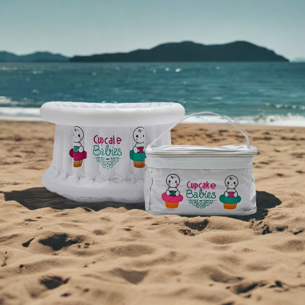 Cupcake Babies Small Bath White & travel pouch & inflator (suitable from birth up to 1 year)