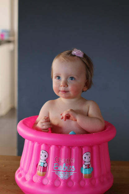 Cupcake Babies Small Bath Pink &amp; travel pouch &amp; inflator (suitable from birth up to 1 year)
