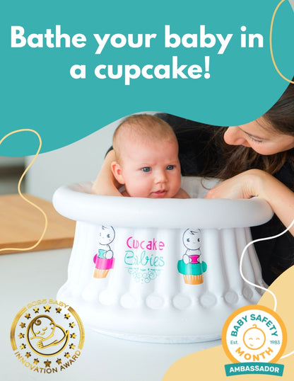 Cupcake Babies Small Bath White &amp; travel pouch &amp; inflator (suitable from birth up to 1 year)
