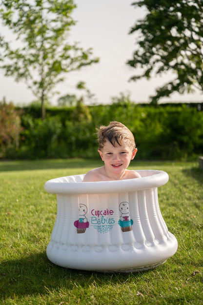 Cupcake Babies Big Bath White &amp; inflator (suitable from 1 year up to 8 years) - Cupcake Babies USA