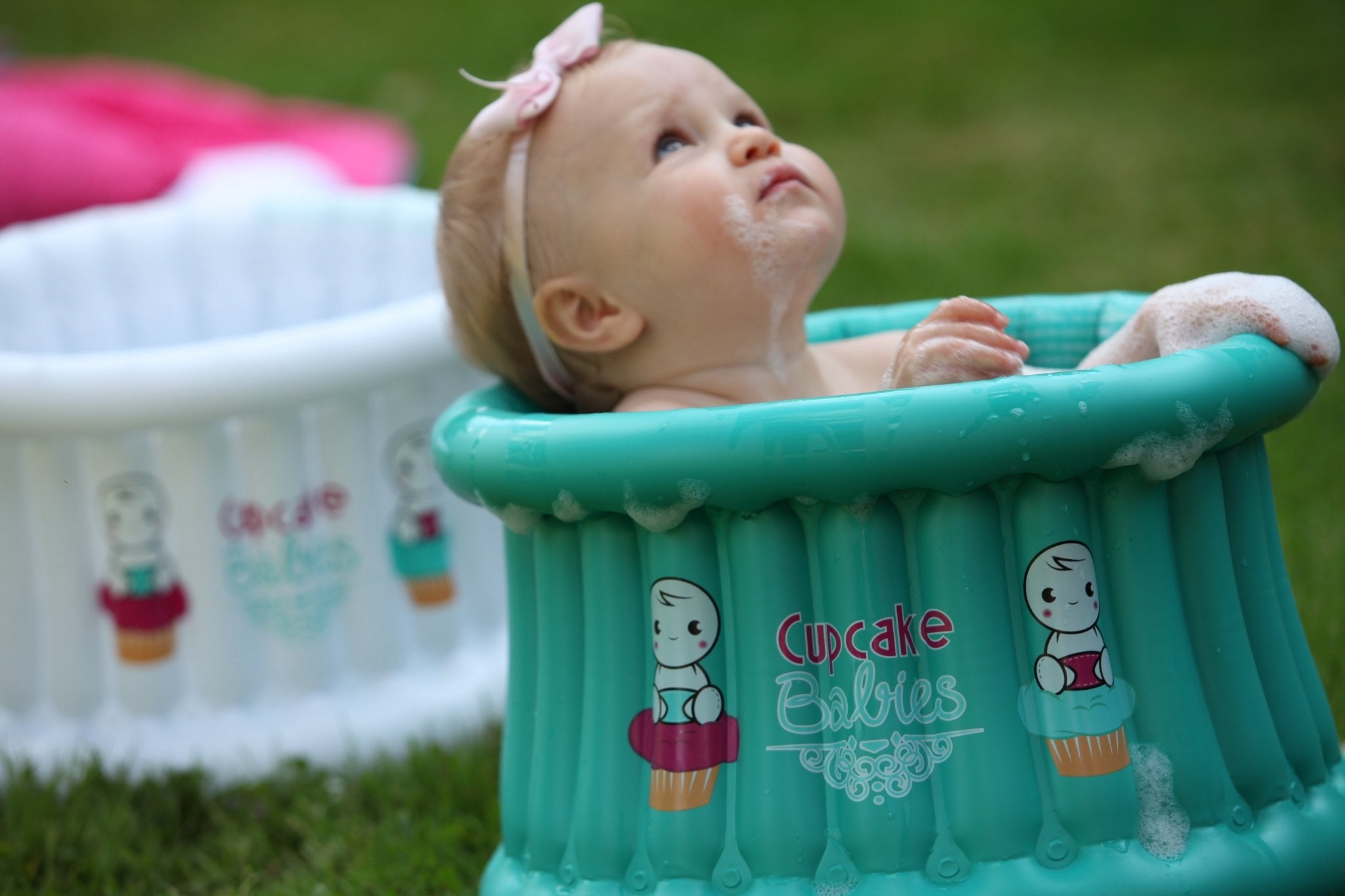 Cupcake Babies Small Bath Turquoise &amp; travel pouch &amp; inflator (suitable from birth up to 1 year) - Cupcake Babies USA