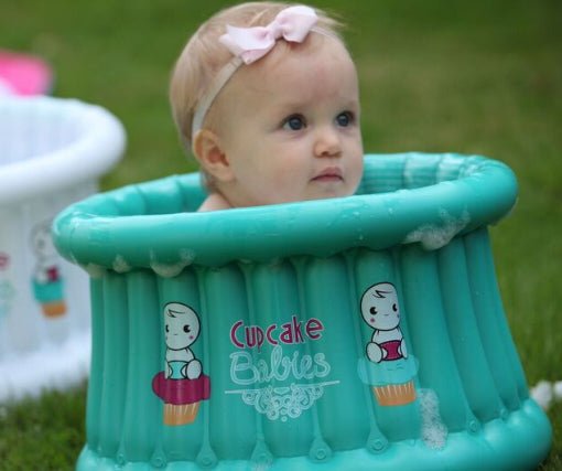 Cupcake Babies Small Bath Turquoise &amp; travel pouch &amp; inflator (suitable from birth up to 1 year) - Cupcake Babies USA
