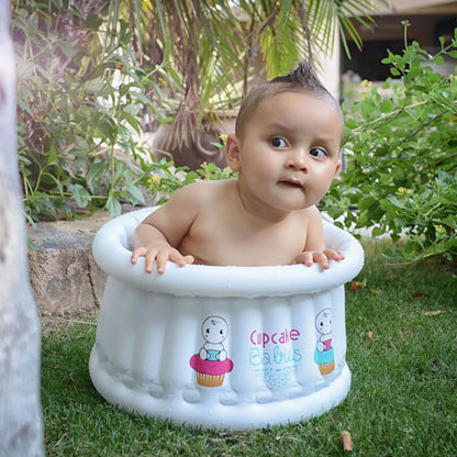 Cupcake Babies Small Bath White &amp; travel pouch &amp; inflator (suitable from birth up to 1 year)