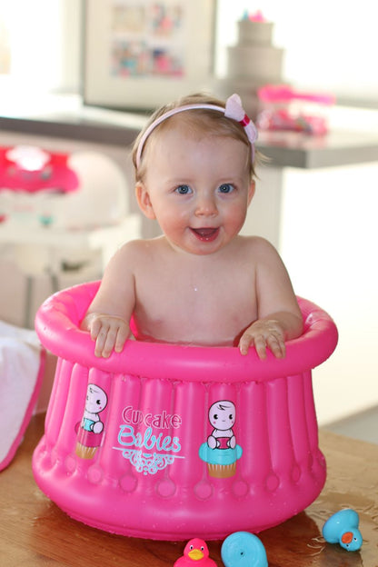 Cupcake Babies Small Bath Pink &amp; travel pouch &amp; inflator (suitable from birth up to 1 year)